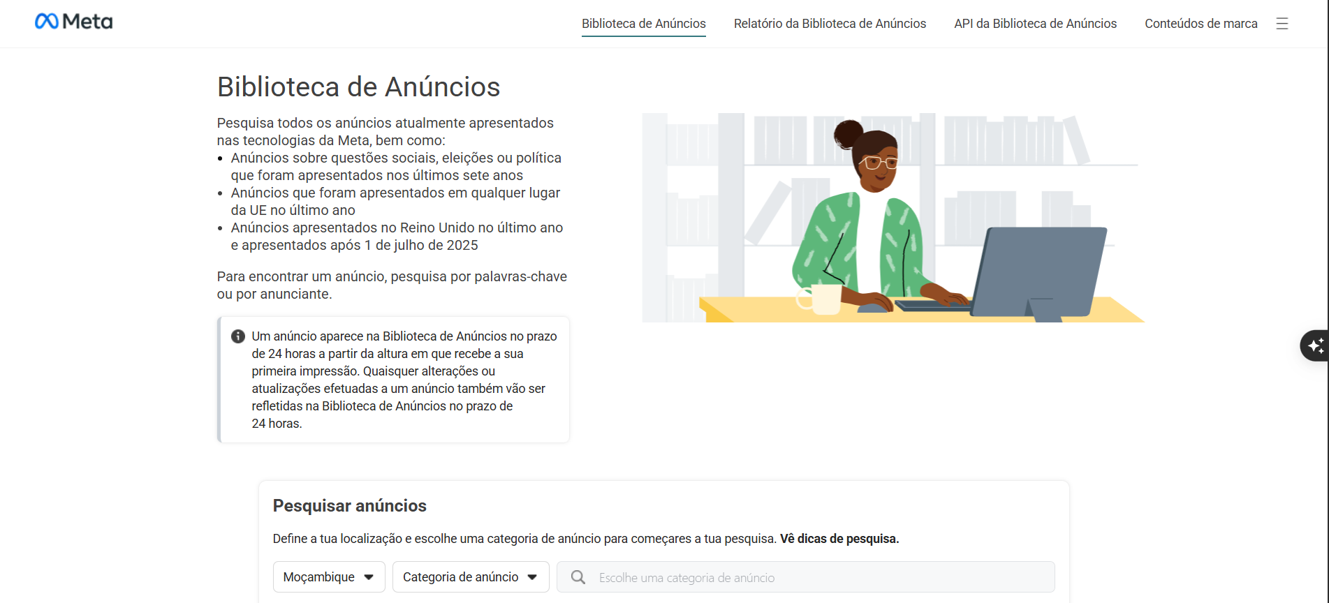 Como Espionar Anúncios na Biblioteca de Anúncios em Moçambique e Criar um Produto Validado